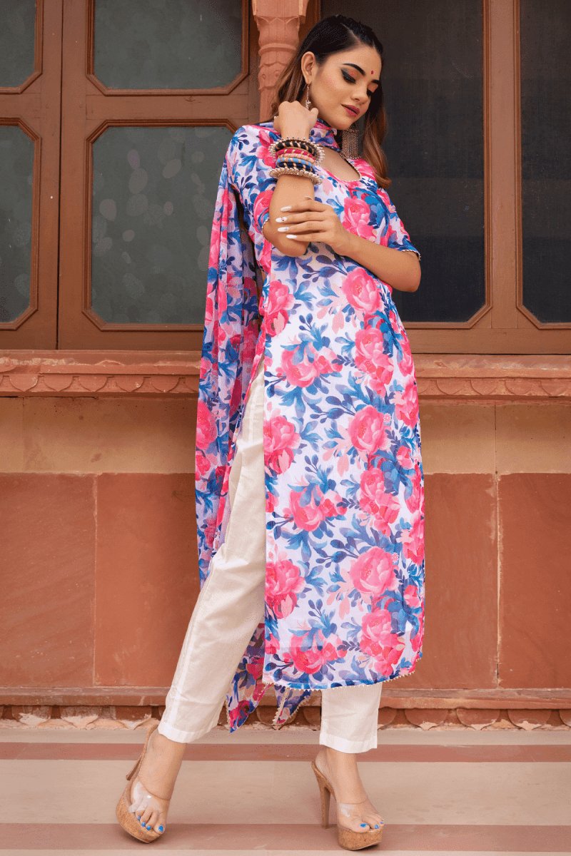 PHULWARI CHIFFON SUIT SET - Pomcha Jaipur