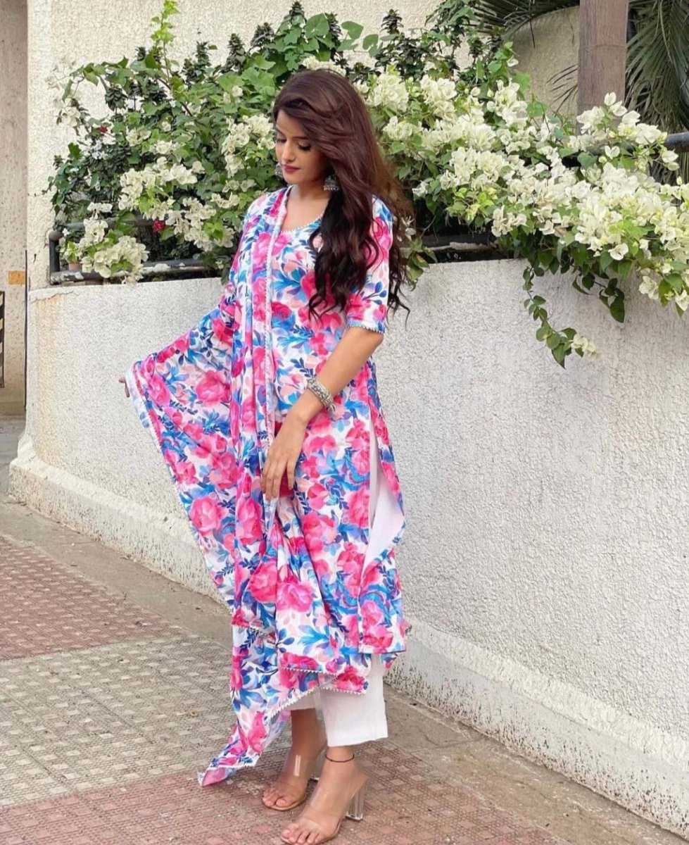 PHULWARI CHIFFON SUIT SET - Pomcha Jaipur