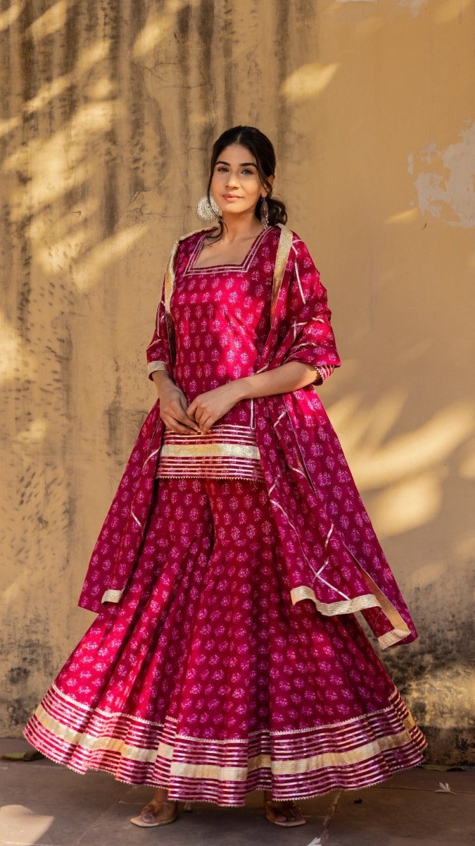 PINK PAISELY COTTON SHARARA SET - Pomcha Jaipur