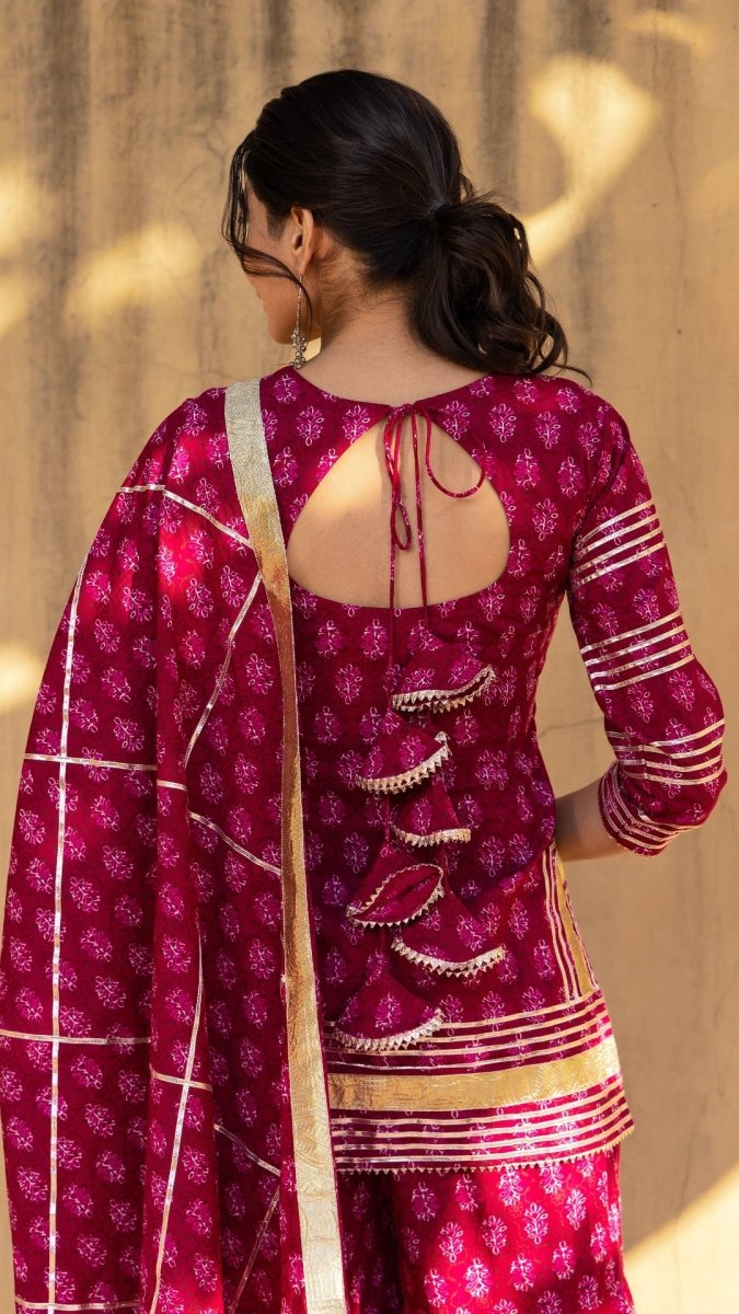 PINK PAISELY COTTON SHARARA SET - Pomcha Jaipur