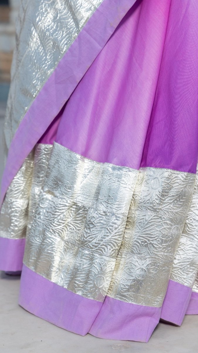 PURPLE OMBRE MUSLIN LEHENGA SET - Pomcha Jaipur