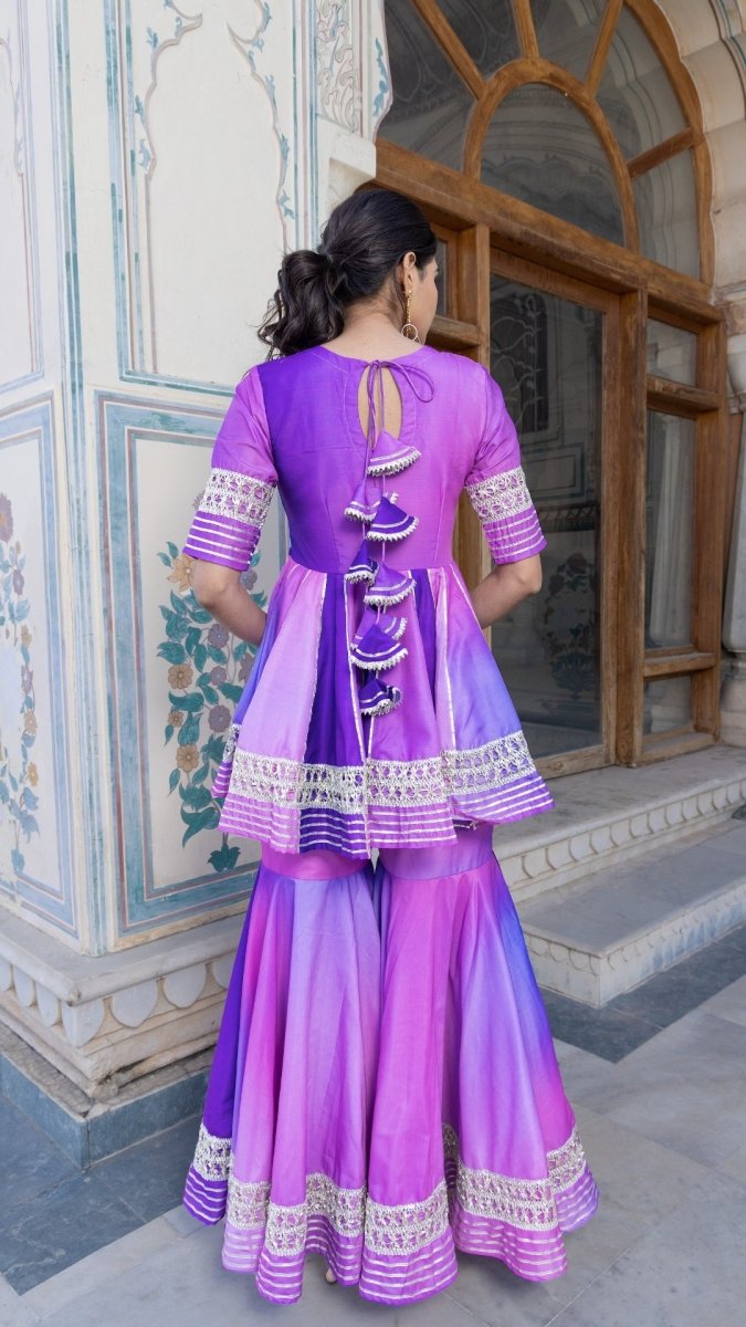 PURPLE OMBRE MUSLIN SHARARA SET - Pomcha Jaipur