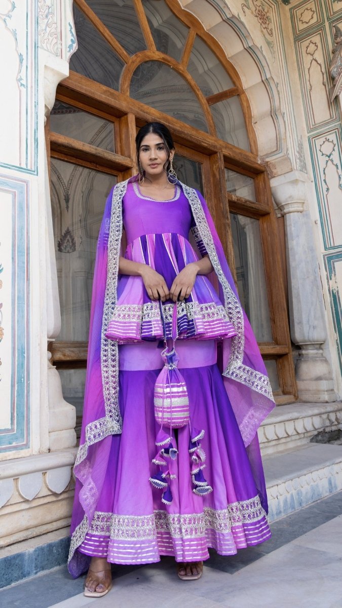 PURPLE OMBRE MUSLIN SHARARA SET - Pomcha Jaipur