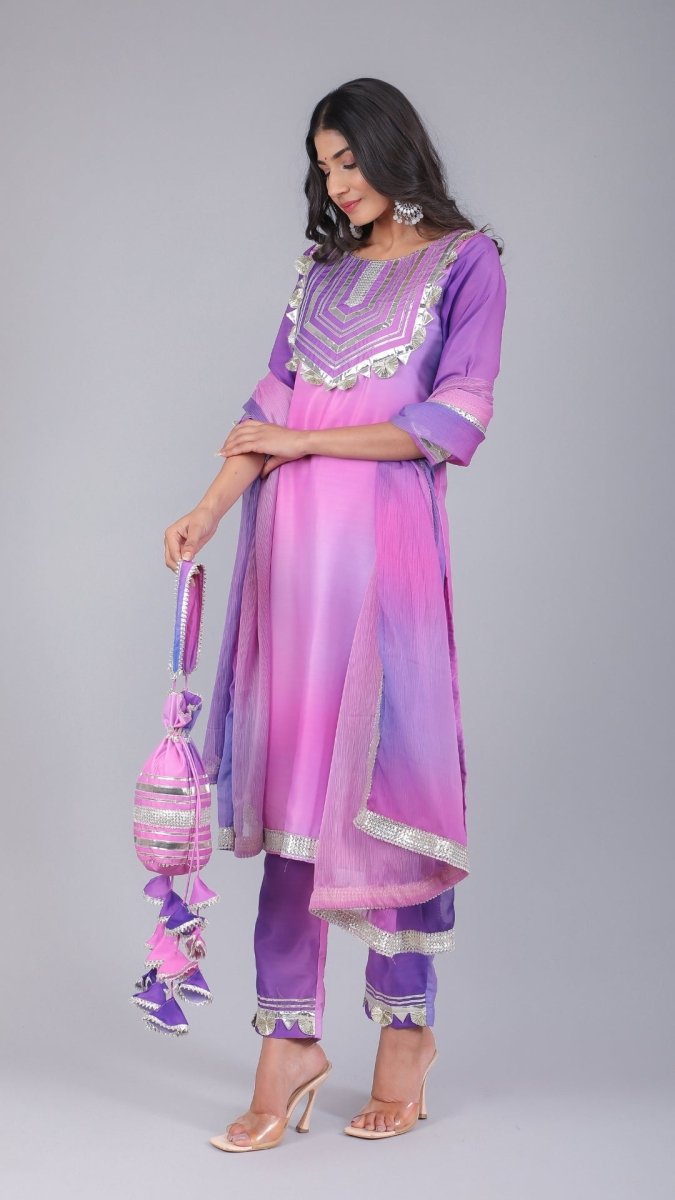 PURPLE ORCHID MUSLIN SUIT SET - Pomcha Jaipur
