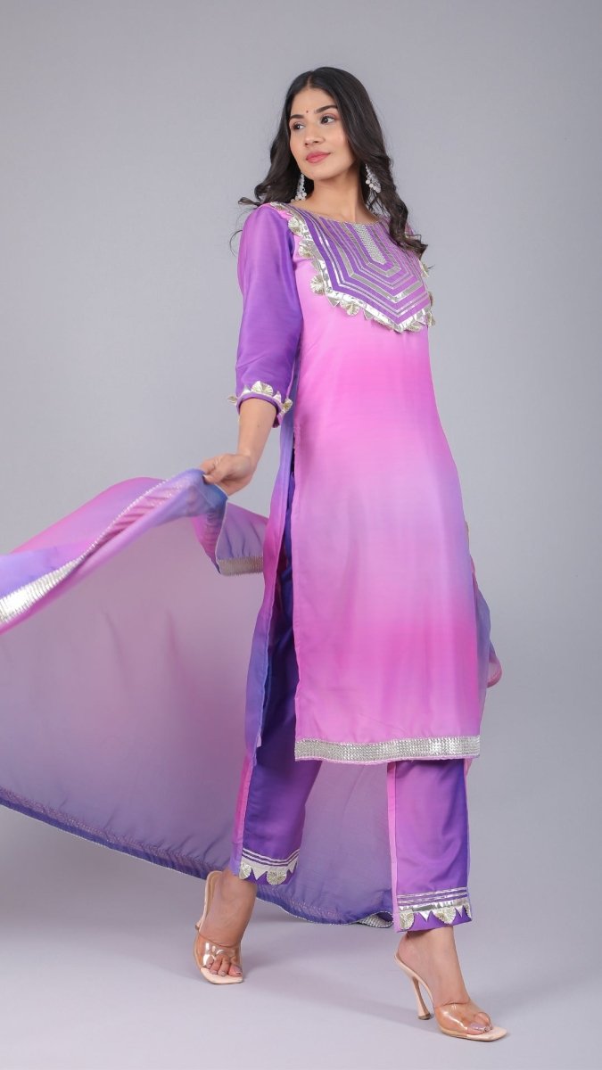 PURPLE ORCHID MUSLIN SUIT SET - Pomcha Jaipur