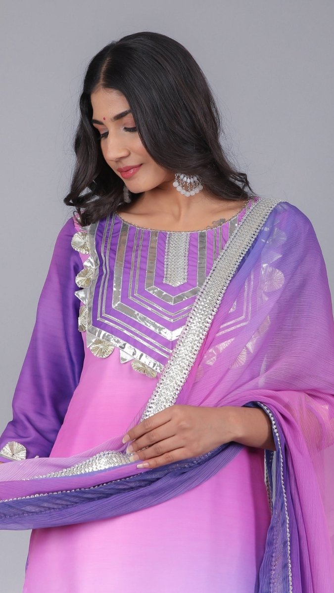 PURPLE ORCHID MUSLIN SUIT SET - Pomcha Jaipur
