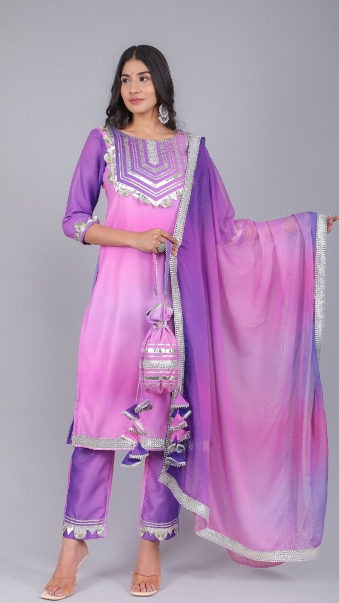 PURPLE ORCHID MUSLIN SUIT SET - Pomcha Jaipur