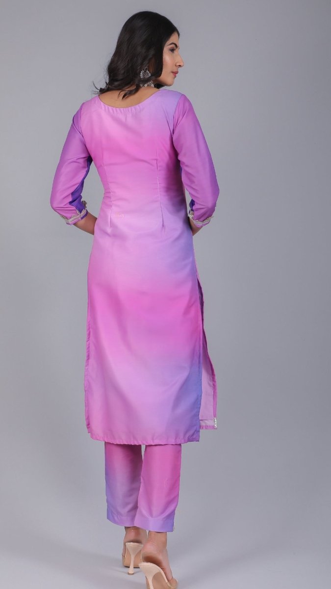 PURPLE ORCHID MUSLIN SUIT SET - Pomcha Jaipur