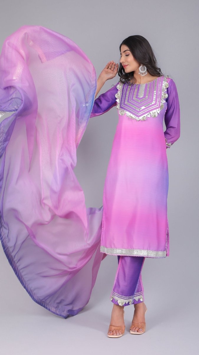 PURPLE ORCHID MUSLIN SUIT SET - Pomcha Jaipur
