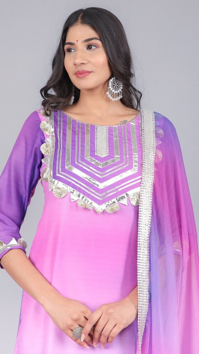 PURPLE ORCHID MUSLIN SUIT SET - Pomcha Jaipur