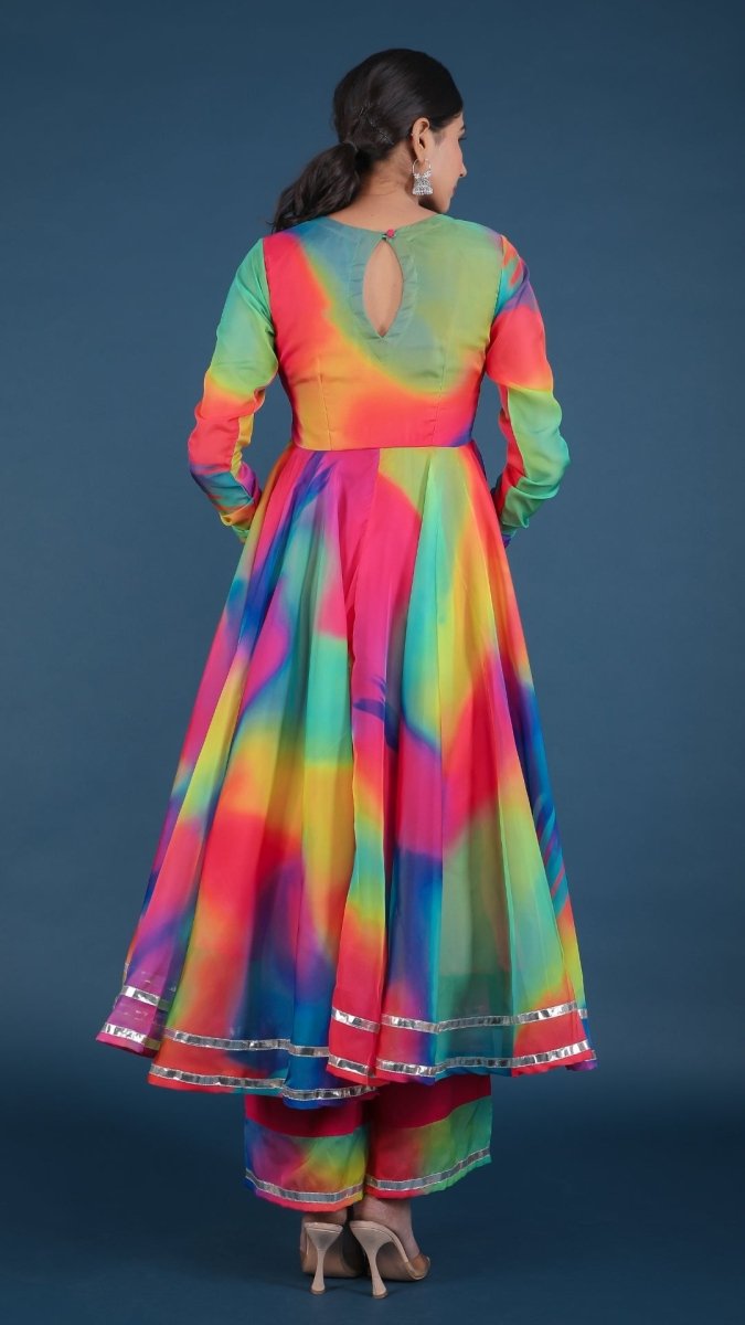 RAINBOW ORGANZA ANARKALI SET - Pomcha Jaipur