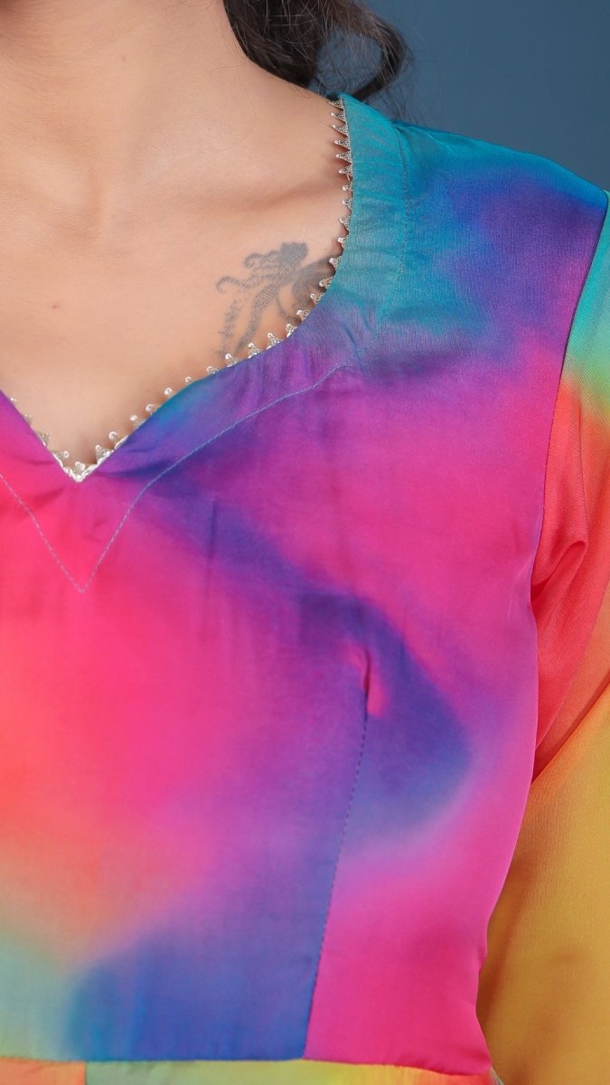 RAINBOW ORGANZA ANARKALI SET - Pomcha Jaipur