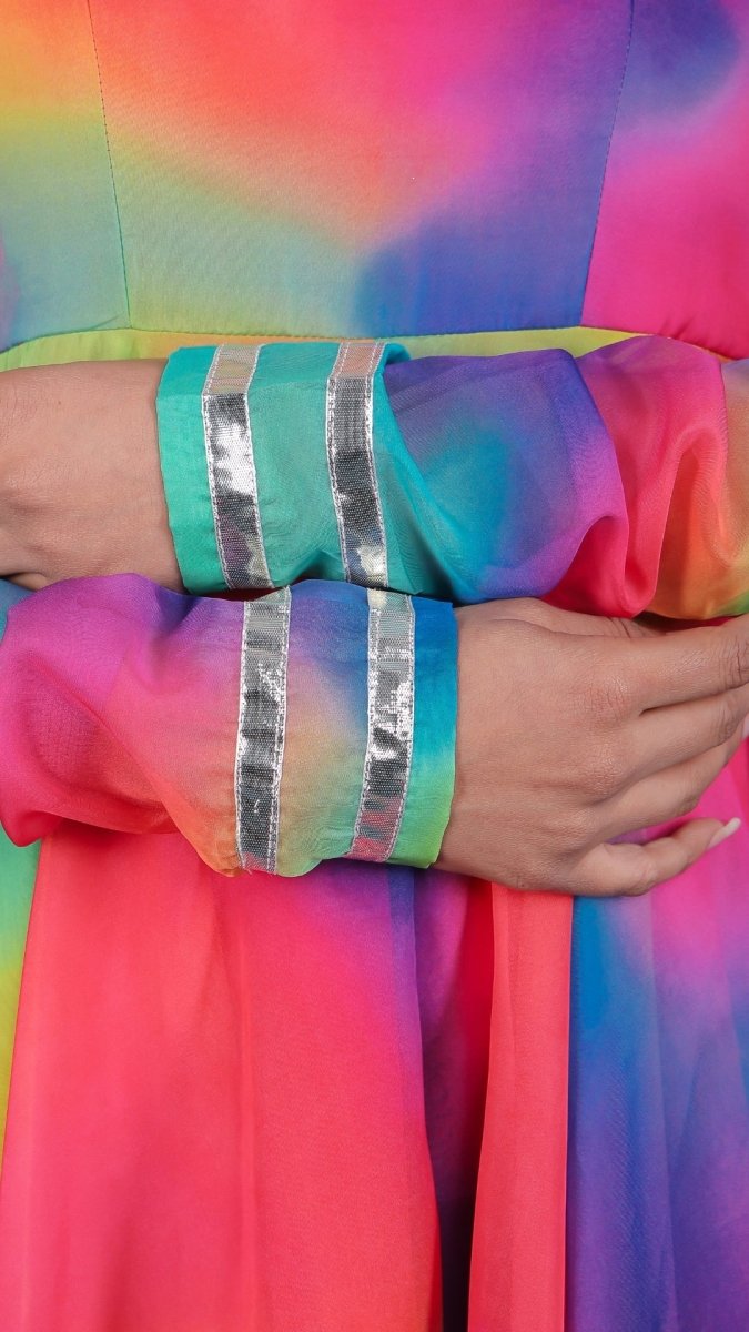 RAINBOW ORGANZA ANARKALI SET - Pomcha Jaipur