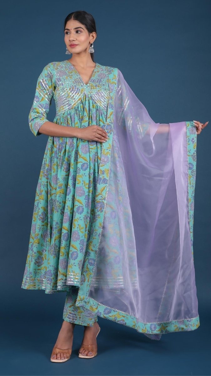 ROHINI COTTON ANARKALI SET - Pomcha Jaipur