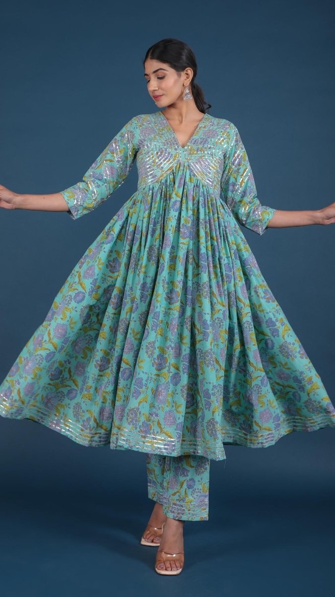 ROHINI COTTON ANARKALI SET - Pomcha Jaipur