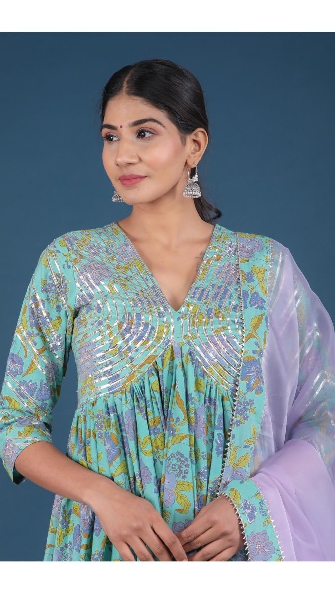 ROHINI COTTON ANARKALI SET - Pomcha Jaipur