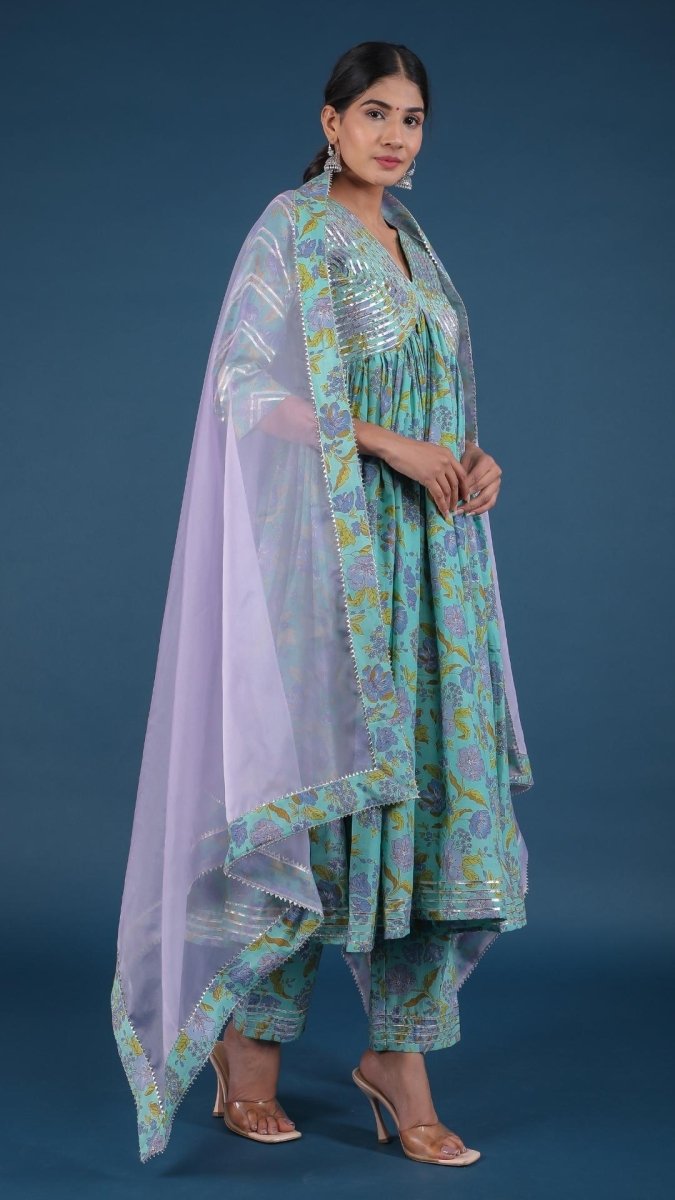 ROHINI COTTON ANARKALI SET - Pomcha Jaipur