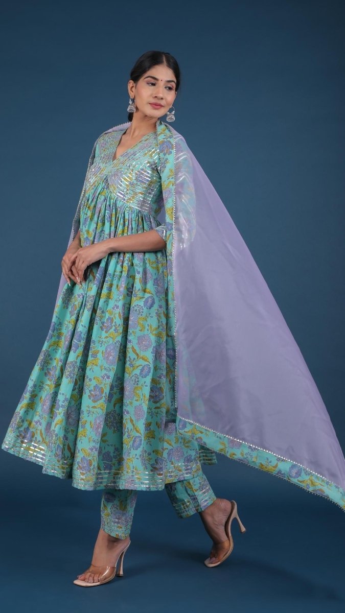 ROHINI COTTON ANARKALI SET - Pomcha Jaipur