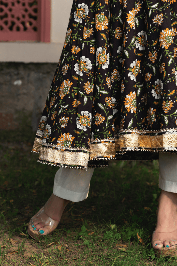 ROOP RANG HAND BLOCK ANARKALI SET - Pomcha Jaipur