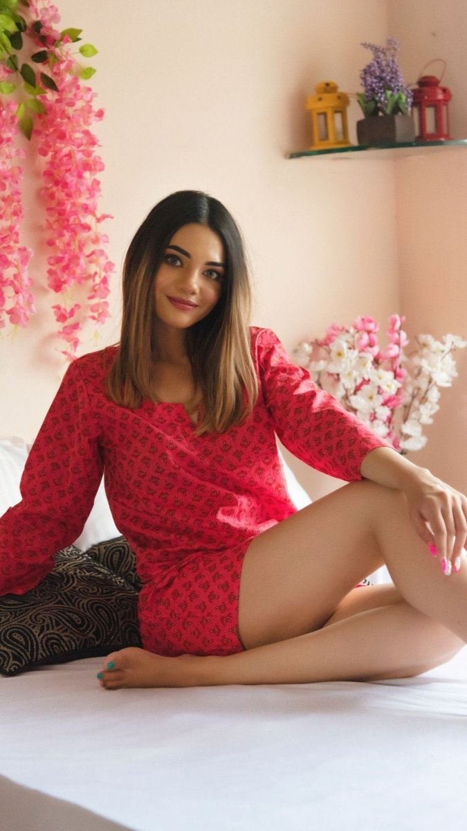 ROSEBERRY HAND BLOCK PRINT NIGHT SET - Pomcha Jaipur