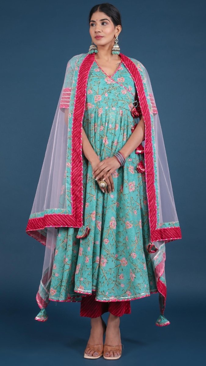 ROSEBUD COTTON ANGRAKHA SET - Pomcha Jaipur