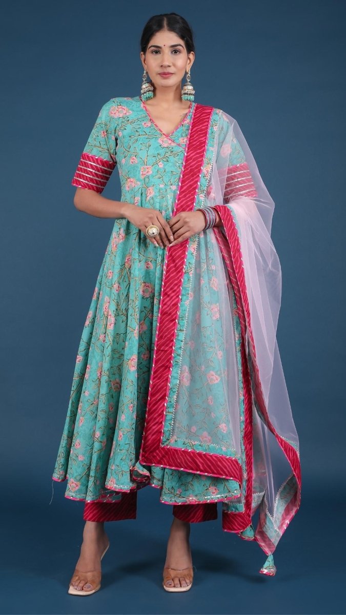 ROSEBUD COTTON ANGRAKHA SET - Pomcha Jaipur