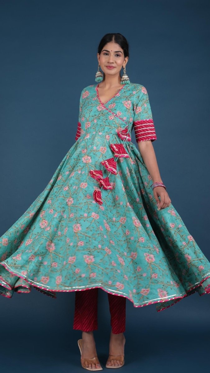 ROSEBUD COTTON ANGRAKHA SET - Pomcha Jaipur