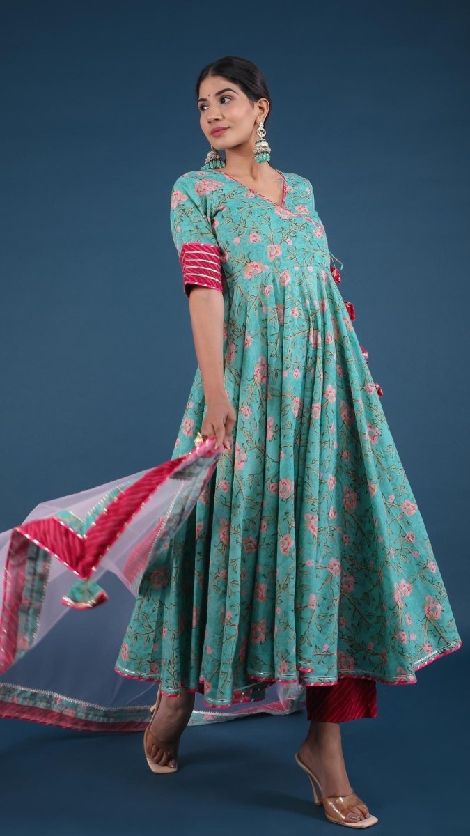 ROSEBUD COTTON ANGRAKHA SET - Pomcha Jaipur