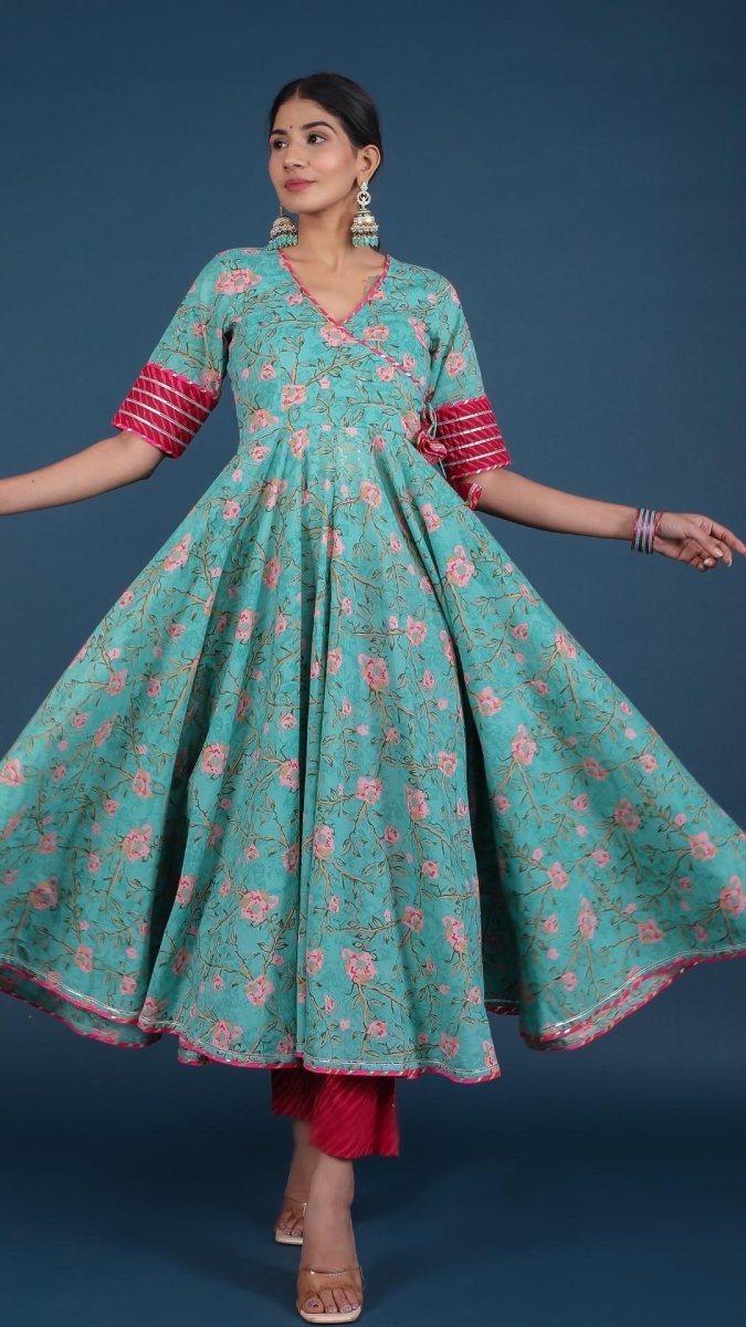 ROSEBUD COTTON ANGRAKHA SET - Pomcha Jaipur