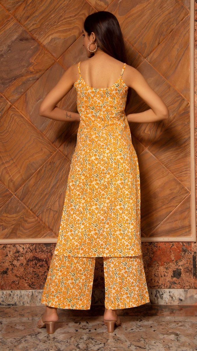 RUHANI MUSTARD COTTON SUIT SET - Pomcha Jaipur