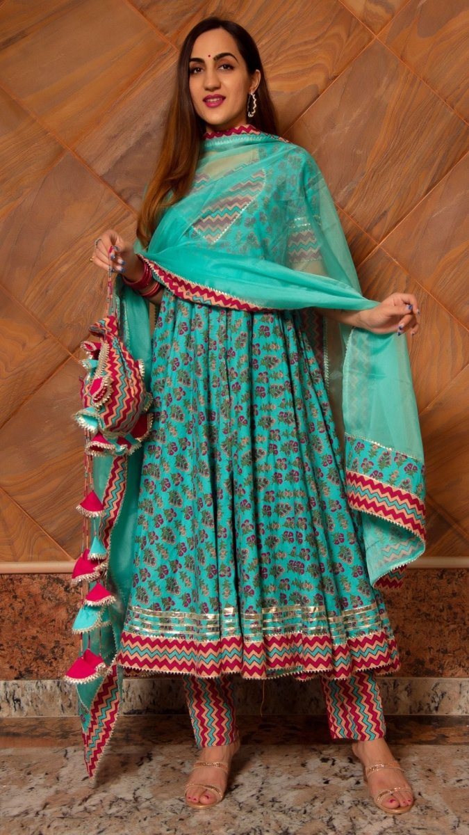 SAANCHI COTTON ANARKALI SET - Pomcha Jaipur