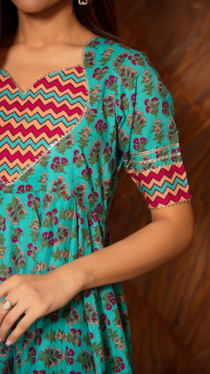 SAANCHI COTTON ANARKALI SET - Pomcha Jaipur