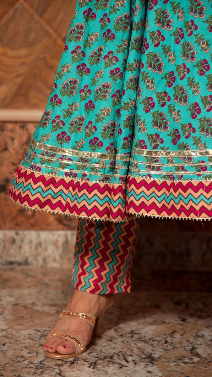 SAANCHI COTTON ANARKALI SET - Pomcha Jaipur