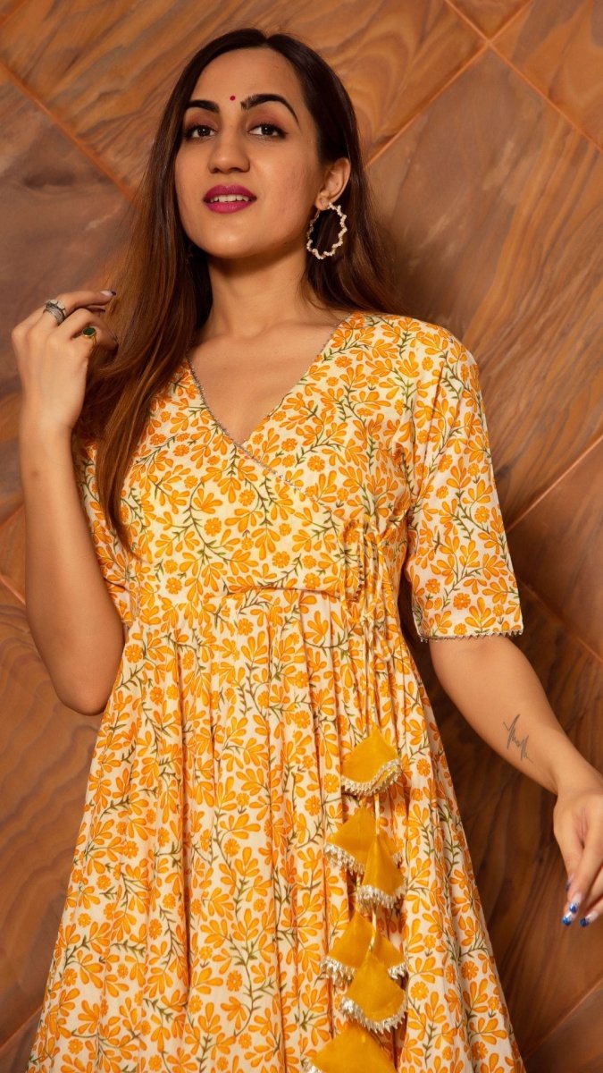 SURAIYA LEAF COTTON ANGRAKHA SET - Pomcha Jaipur