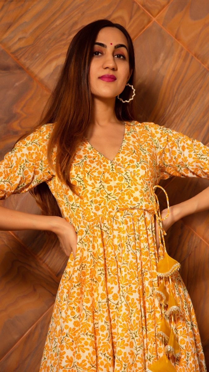 SURAIYA LEAF COTTON ANGRAKHA SET - Pomcha Jaipur