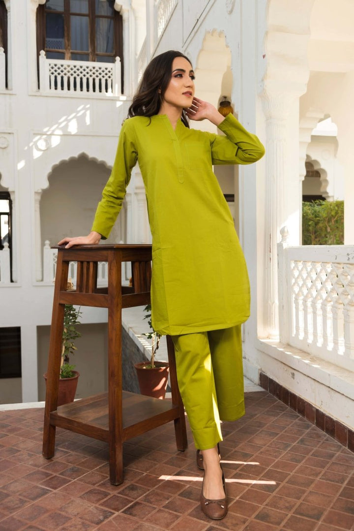 Tulip Green COTTON Kurta Pant Set - Pomcha Jaipur