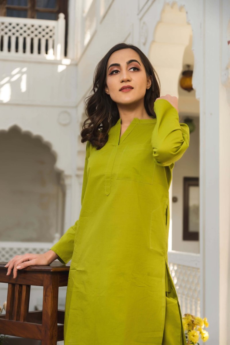 Tulip Green COTTON Kurta Pant Set - Pomcha Jaipur