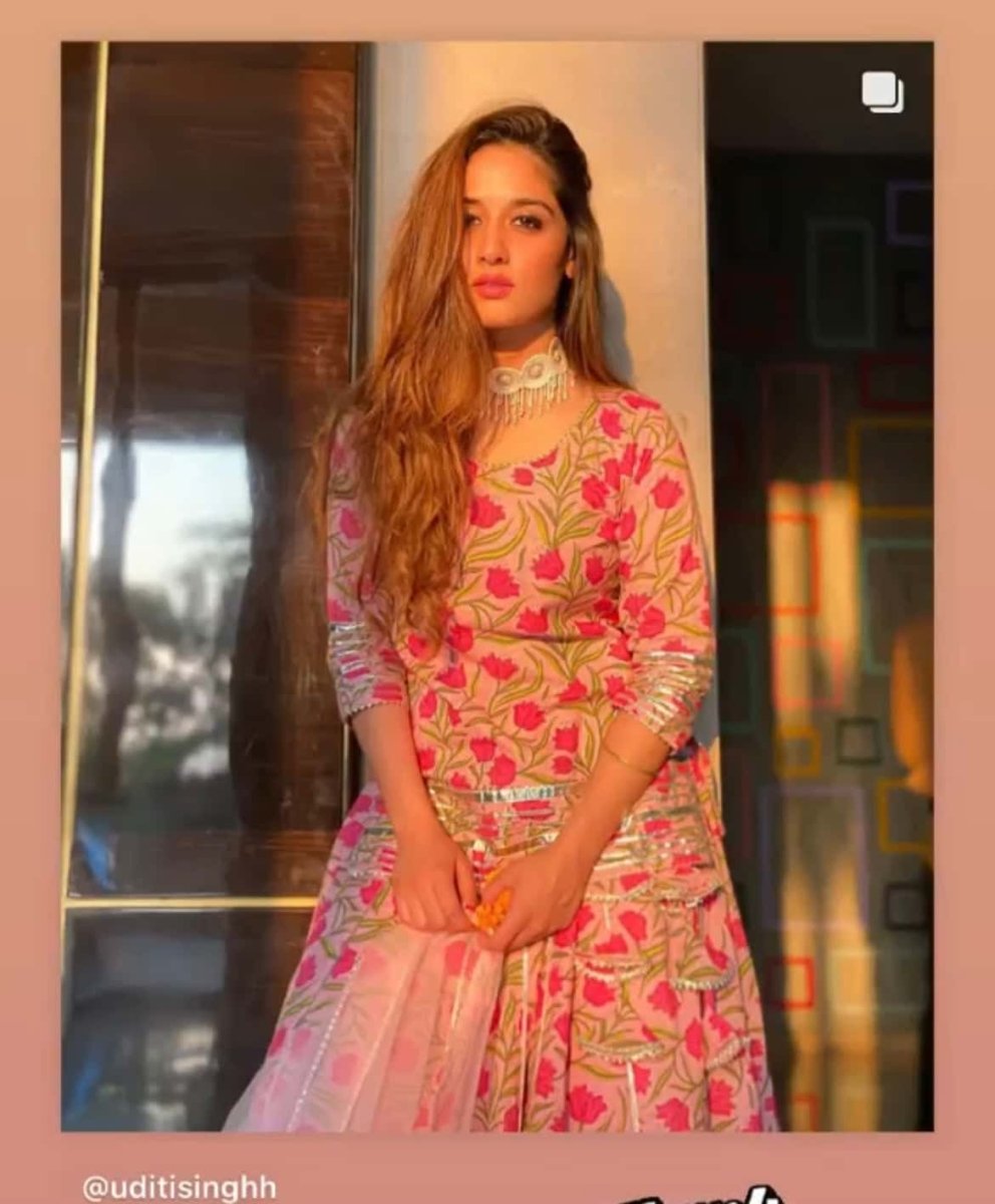 TULSI PINK COTTON HAND BLOCK SKIRT SET WITH SOFT NET DUPATTA - Pomcha Jaipur
