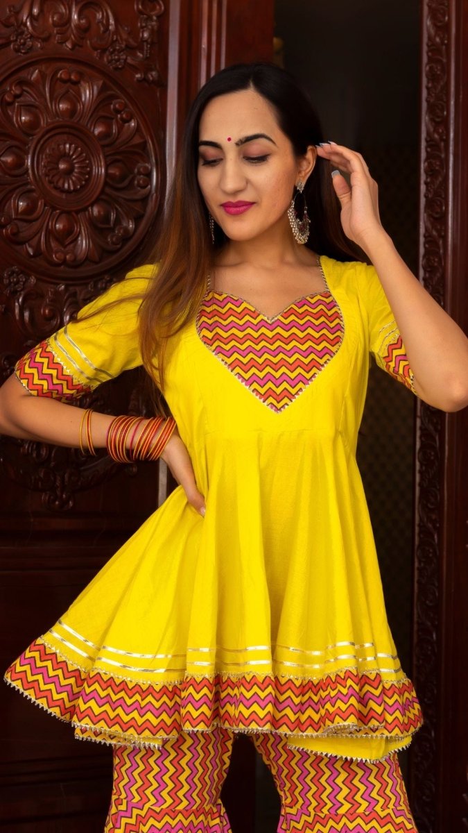 TUSCAN YELLOW COTTON SHARARA SET - Pomcha Jaipur