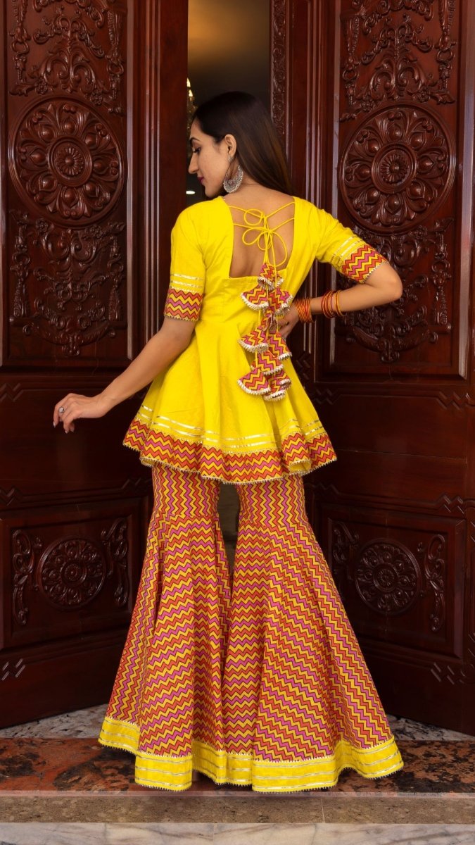 TUSCAN YELLOW COTTON SHARARA SET - Pomcha Jaipur