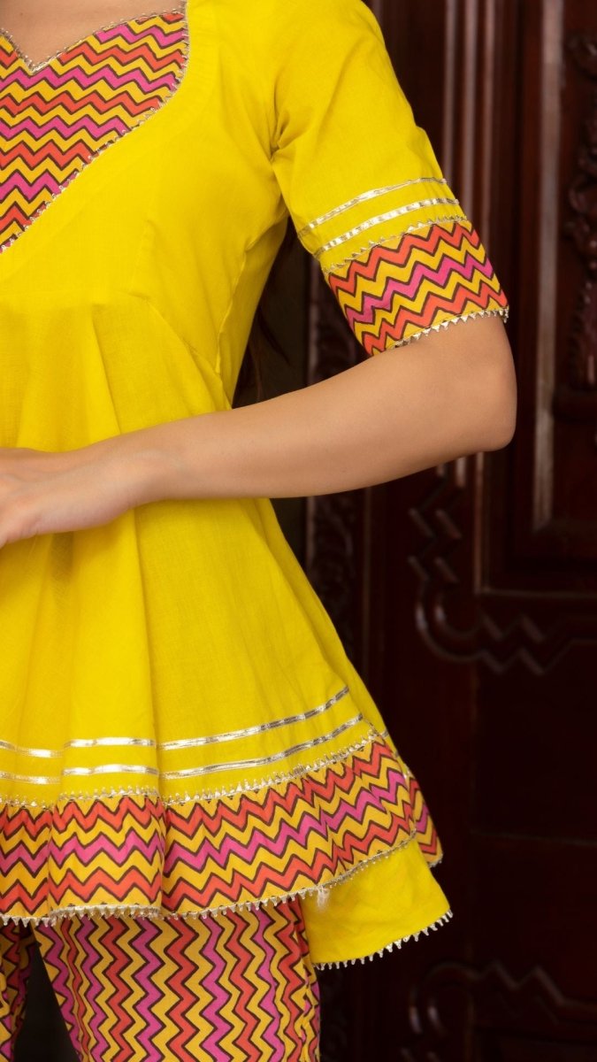 TUSCAN YELLOW COTTON SHARARA SET - Pomcha Jaipur