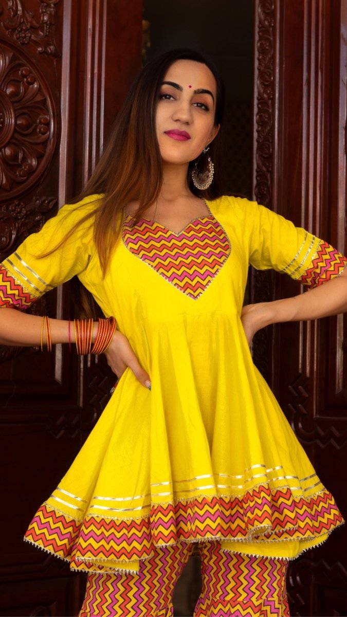 TUSCAN YELLOW COTTON SHARARA SET - Pomcha Jaipur