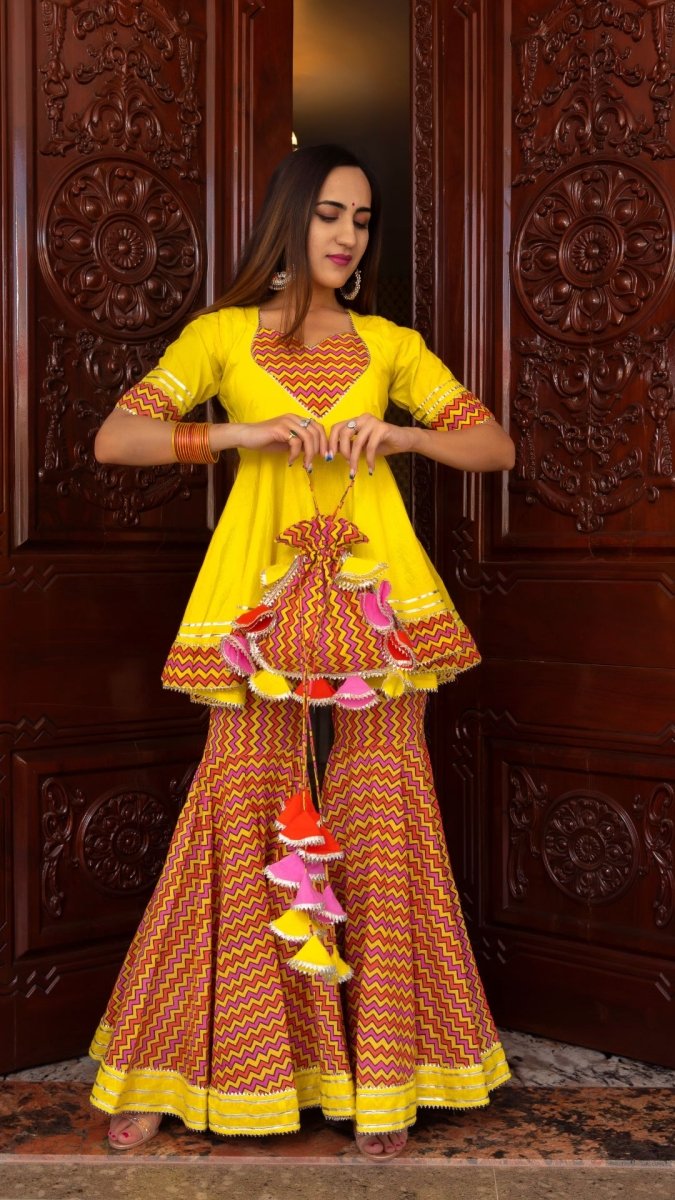 TUSCAN YELLOW COTTON SHARARA SET - Pomcha Jaipur