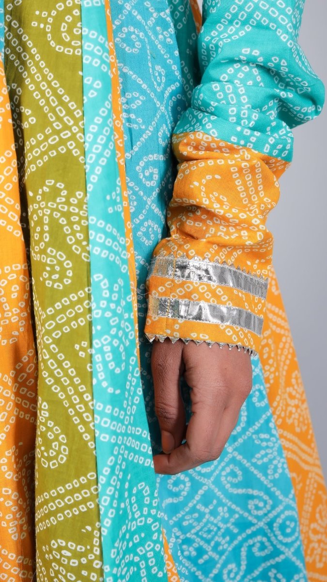 VEDHIKA COTTON KALIDAR BHENDEJ ANARKALI SET - Pomcha Jaipur