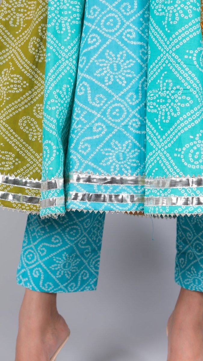 VEDHIKA COTTON KALIDAR BHENDEJ ANARKALI SET - Pomcha Jaipur
