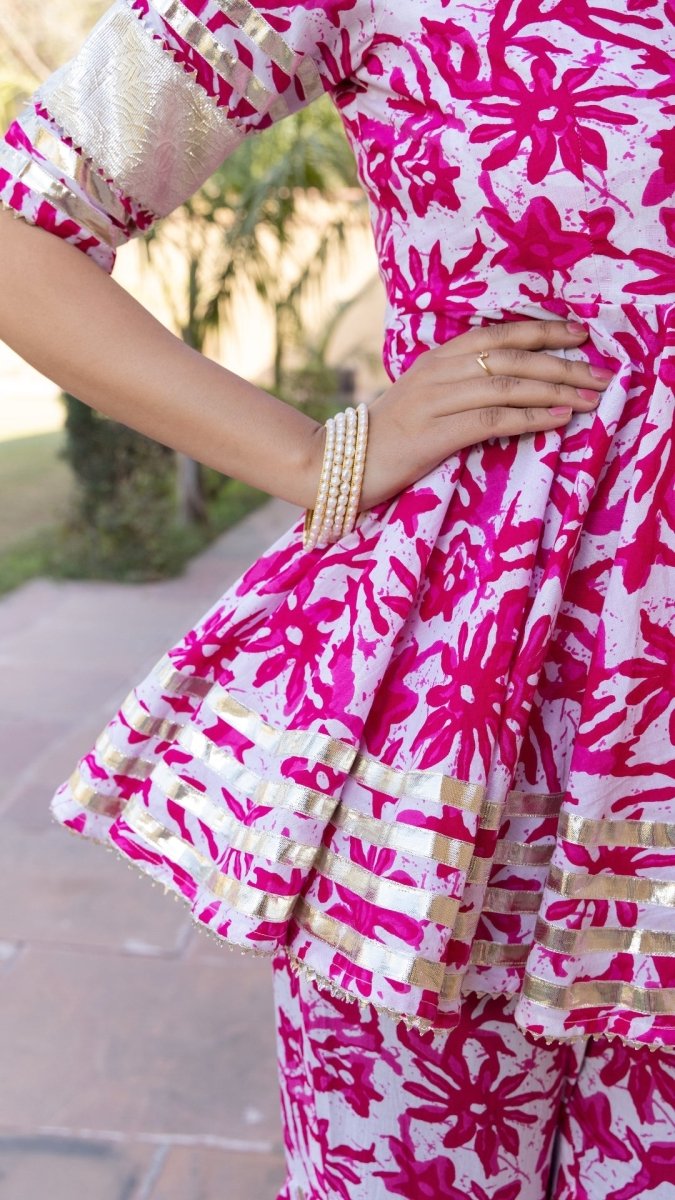 WHITE LILLY COTTON SHARARA SET - Pomcha Jaipur