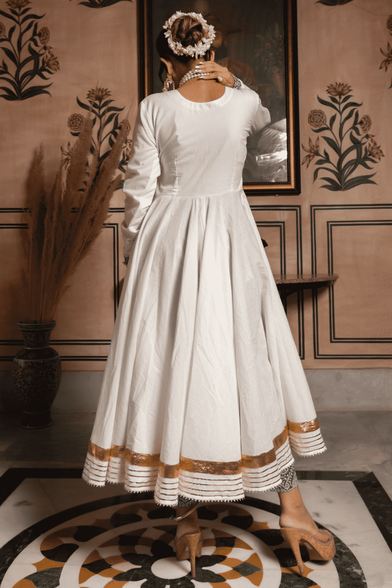 white christmas dresses Cotton Angrakha Style Coord Set main image 1