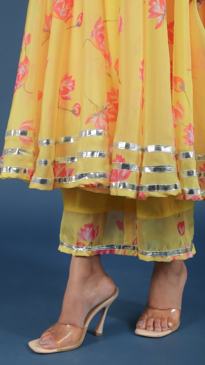 YELLOW OLEANDER ORGANZA ANARKALI - Pomcha Jaipur