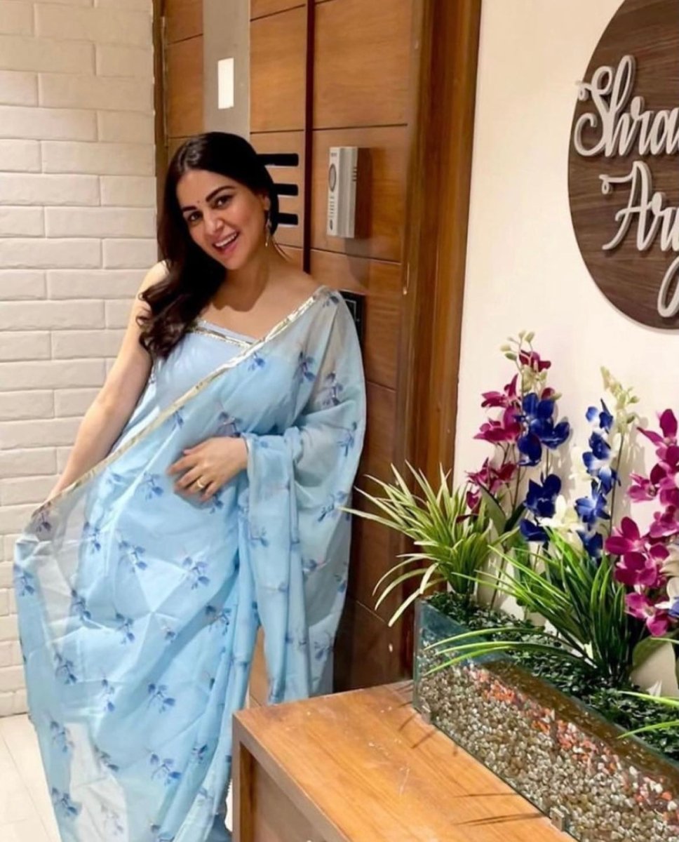 ZAARA BLUE COTTON SILK SUIT SET WITH ORGANZA DUPATTA - Pomcha Jaipur